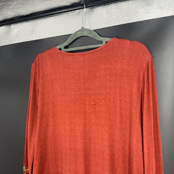 Soft Surroundings Orange and Red Long Sleeve Relaxed Blouse - Picture 8 of 9